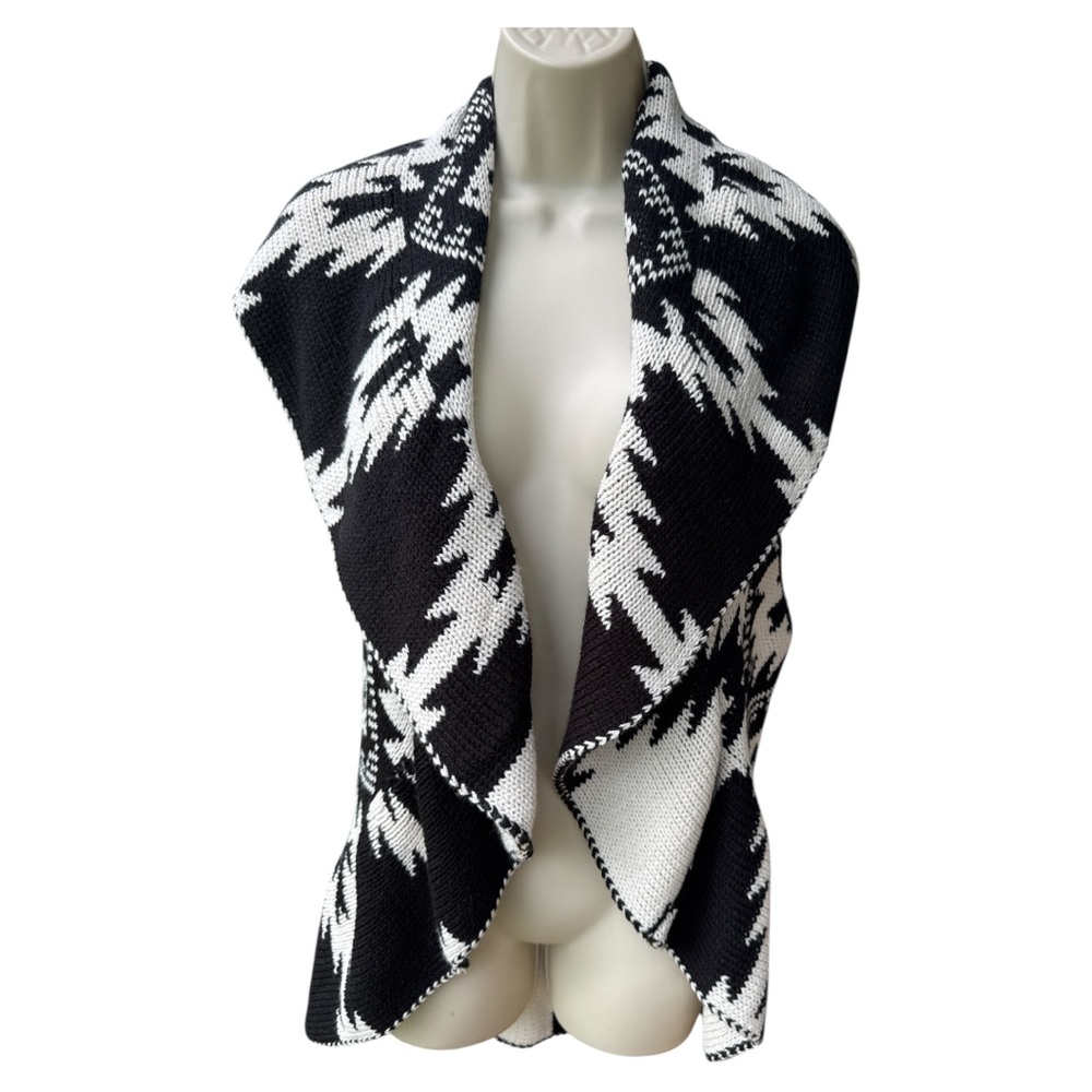 John Paul Richard Black and White Women's Cardigan Vest Sweater L